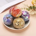 thumbnail image 3 of 3 Pack 3.15" Decorative Balls Mosaic Glass Balls Orbs, Black + Gold + Maroon, 3 of 5