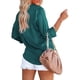 thumbnail image 3 of Blusa de mujer con cuello en V, elegante, de manga larga, estilo empresarial, informal, holgada, lisa, de manga larga con bolsillo, 3 of 5