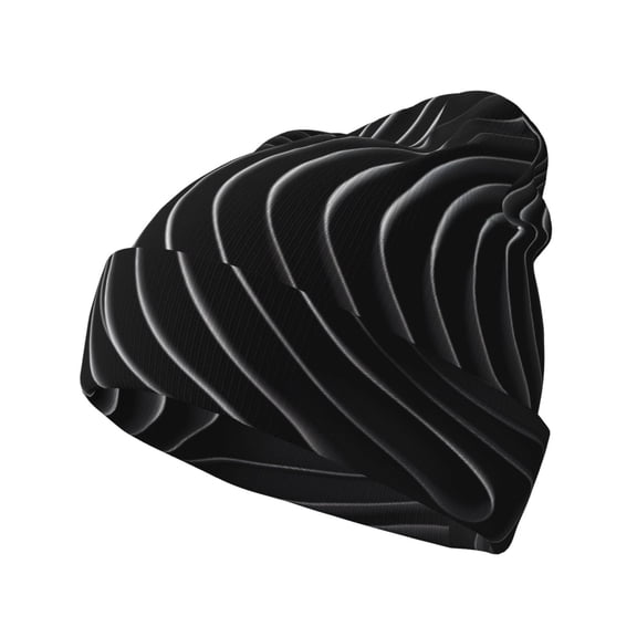 Kdxio Abstract Black And White Waves Winter Beanie for Men Women Beanie Knit Hat Cuffed Cap Beanie Knit Chunky Snow Cap