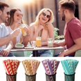 thumbnail image 2 of Jkung 100Pcs Biodegradable Paper Straws Colorful Striped Print Food-Grade Safe Drinking Straws Party Supplies, 2 of 8