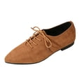 thumbnail image 2 of HTHLVMD Lace Up Dress Flats, Faux Suede Lace Up Pointed Toe Flats Casual Dress Commuting, Decorative Metallic Ankle Strap Single Shoes Holiday Travel Wearing, Classic Comfort Footwear, Brown 9, 2 of 6