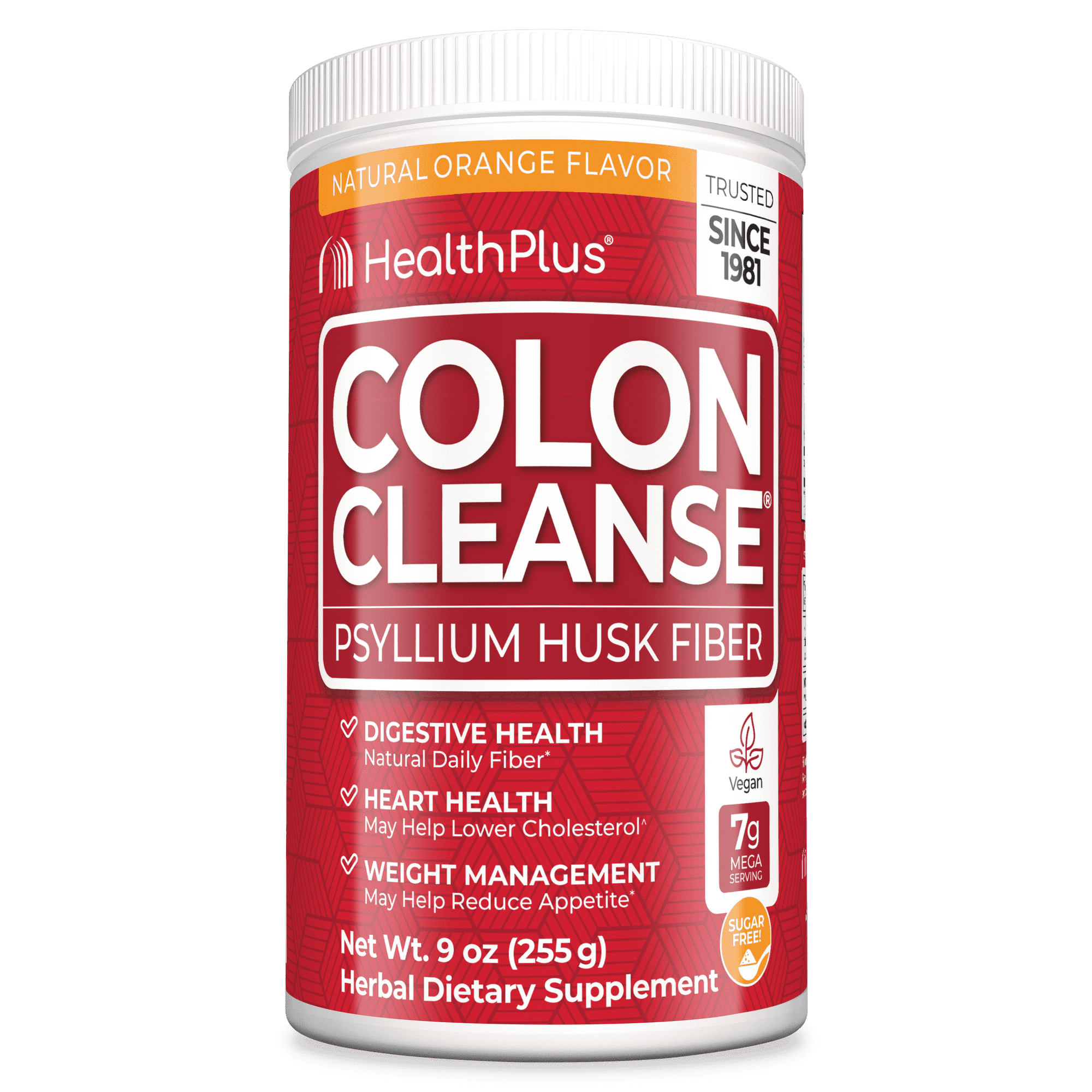 Health Plus Colon Cleanse Digestive Support | No Artificial Flavors | Daily Fiber for Toxin Elimination To Reduce Bloating | Psyllium Husk | Orange Flavor | 9 Ounces, 36 Servings