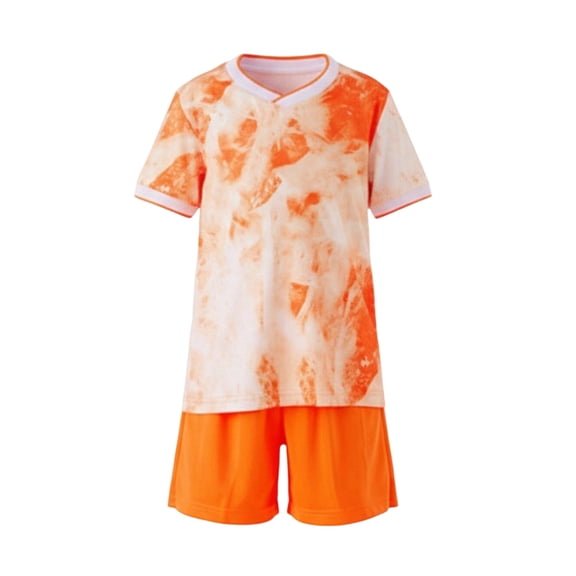 Virmaxy Tie Dye Soccer Jersey and Shorts Quick-Dry Breathable Short Sleeve Athletic Uniform for Training Match and Outdoor Activities for 3-13Y