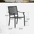 thumbnail image 5 of Summit Living 2-Piece Outdoor Patio Dining Chairs, XL Metal Stackable Armchairs (Weight Capacity 350 lbs) Suitable for Garden, Porch and Yard, Black, 5 of 9