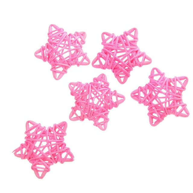 5 Piezas Hechas a Caña de Estrellas Decoración de Ratán Adornos de Navidad para Bodas en hogar Rosado Macarena decoración de ratán