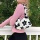 thumbnail image 5 of Xiao Hua Bolsos de hombro de piel sintética, bolso hobo, bolso de mano con flores, bolso de peluche para mujeres y niñas, bolso de mano para axila, bolso cruzado., 5 of 5