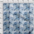 thumbnail image 3 of oneOone Viscose Jersey Grayish Blue Fabric Abstract Face Sewing Fabric By The Yard Printed Diy Clothing Sewing Supplies 60 Inch Wide, 3 of 7
