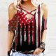 thumbnail image 2 of Día de la Independencia Mujer Casual Sexy Moda Verano Cuello redondo Correa Un hombro Camiseta Impreso Tops Blusa Pompotops hfajkhk133048, 2 of 5