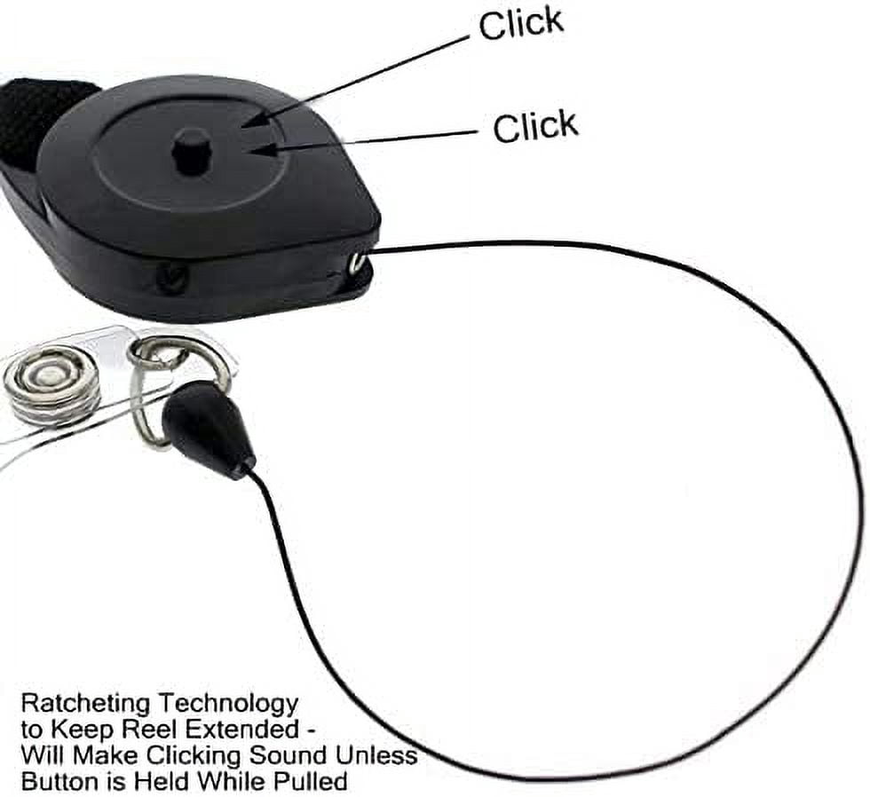 25 Pack - Comfort Lanyard with Locking Badge Reel - Locks in Open (Extended) Position with Push Button Recoil - Quick Release Safety Breakaway for Insert & Swipe Key Cards by Specialist ID (Black)