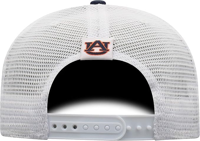 Brand New Collegiate Men's Auburn Mesh Adjustable Trucker Hat, 100% Cotton, Embroidered Logos, Official School Colors, Orange