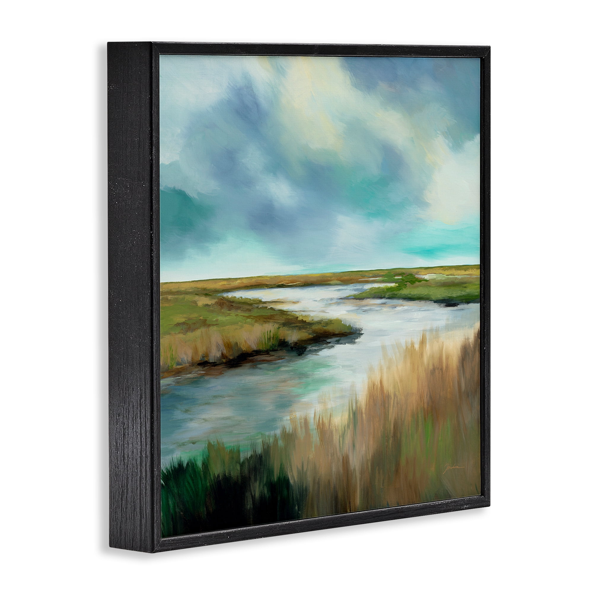 Stupell Industries Tranquil Meadow and Wetlands Black Framed Giclee Art, design by Liz Jardine
