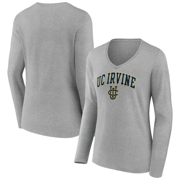 Women's Gray UC Irvine Anteaters Campus Long Sleeve V-Neck T-Shirt