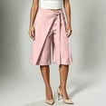 thumbnail image 4 of Qingpeng Womens Wrap Front Tie Waist Culottes High Waist Irregular Overlay Split Wide Leg Dressy Capri Pants Office Business Casual Pants, 4 of 6