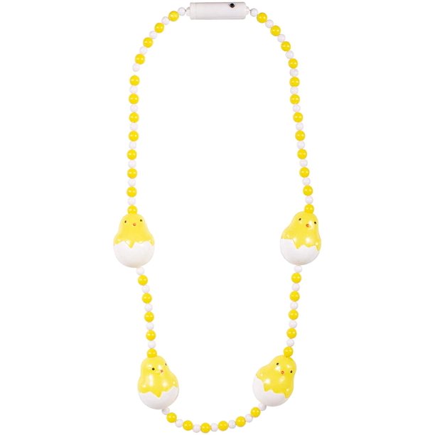 LED Light Up 35" Yellow Easter Chick Bead Necklace Party Favor