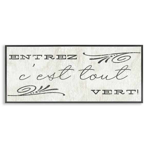 Stupell Industries French Come In Phrase Text & Numbers Painting Black Framed Art Print Wall Art, 24 x 10