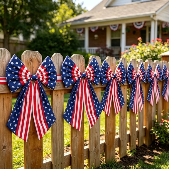 erdimoy 4th of July Large American Flag Bow, 11.8in Patriotic Star & Stripe Wreath Bow for Front Door Fence Mailbox Porch Decor