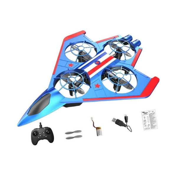 Avión teledirigido RC con alas fijas, helicóptero, avión de combate, multicolor. Azul Rojo 1 Batería