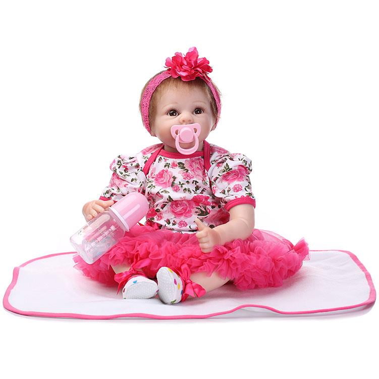 22inch Handmade Lifelike Baby Girl Soft Silicone Vinyl Reborn Newborn Dolls Gift
