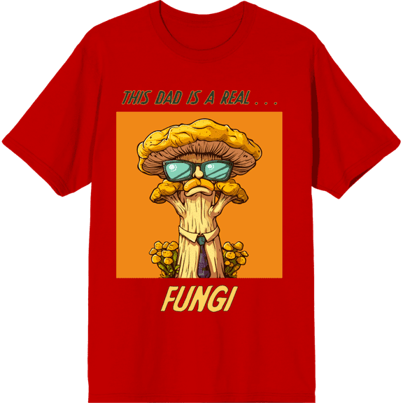 My Dad Is A Real Fungi Dad Jokes for Father's Day Adult Red Crew Neck Short Sleeve Tee-XL