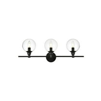 Living District Jaelynn 3 Light Black And Clear Bath Sconce