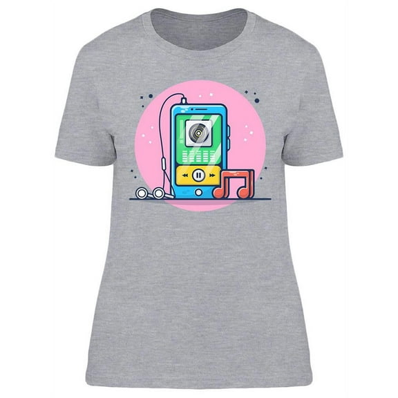 Music Player On Smartphone T-Shirt Women -Image by Shutterstock, Female Large