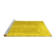 thumbnail image 2 of Ahgly Company Machine Washable Indoor Round Abstract Yellow Contemporary Area Rugs, 4' Round, 2 of 4