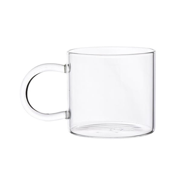 Taza de café de vidrio transparente con asa de color, taza de vidrio borosilicato de 11.3 oz for café, té, leche y bebidas.