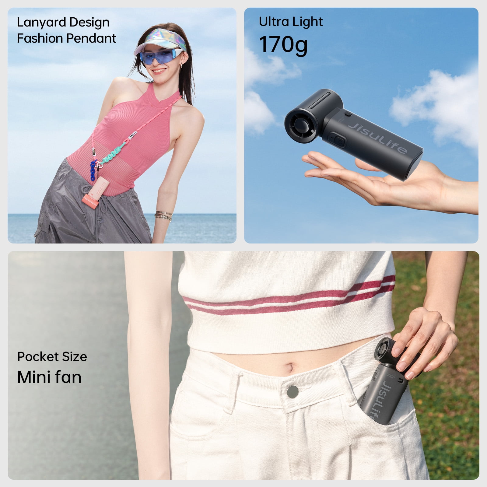 JISULIFE Portable Handheld Fan, 40000 RPM Turbo Fan, 18H Battery Life, 5-Speed, 5000mAh USB Rechargeable, Mini Pocket Design, Gift for Women Men, Travel Outdoor Use-Black