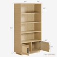 thumbnail image 2 of Yeshouse Biblioteca de 5 niveles con puertas, estantería de madera de ratán de la puerta de 59 ", armario de almacenamiento alto - Base de marco de madera resistente y dispositivo anti-punta, 2 of 9