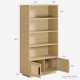 thumbnail image 2 of Yeshouse Biblioteca de 5 niveles con puertas, estantería de madera de ratán de la puerta de 59 ", armario de almacenamiento alto - Base de marco de madera resistente y dispositivo anti-punta, 2 of 9