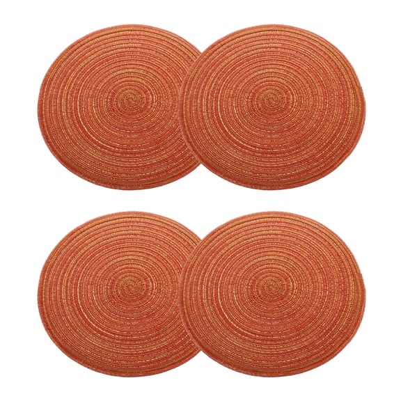 Uxcell 4pcs Round Braided Placemats 12" Non-Slip Round Table Mats for Dining Tables Washable Heat Insulation Woven Placemats, Orange