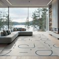 thumbnail image 2 of ODIKA 8'x10' Cream Navy Abstract Geometric Washable Area Rug Contemporary Minimalist Outlined Shapes with Dots Durable, Non-Slip for Living Room, Under Sectional, Family, 2 of 7