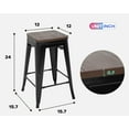 thumbnail image 7 of FDW 24" Metal Kitchen/Restaurant Black Bar Stools Counter Height Wood Seat Patio Stool Stackable Backless Stools Indoor/Outdoor,Set of 4, 7 of 7