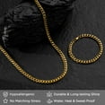 thumbnail image 2 of Stainless Steel Cuban Link Chain and Bracelet Set for Men, Chains 3.5mm/5mm/7mm Width, Bracelet 7 1/2" and 8" Length, No Tarnish & Durable Mens Jewelry, 2 of 6