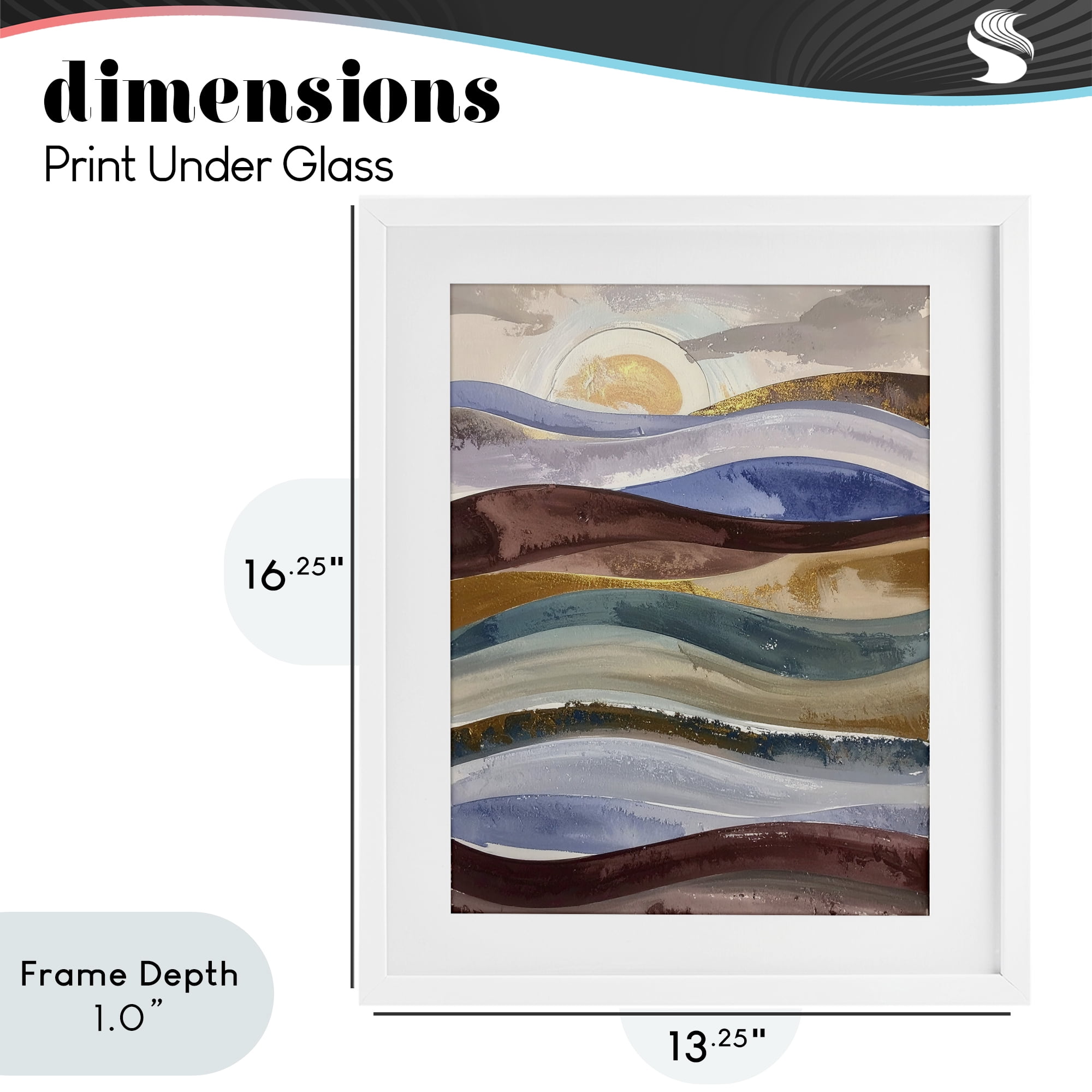 Stupell Industries Layered Ocean Flow White Framed Print Under Glass, design by Alonza Saunders