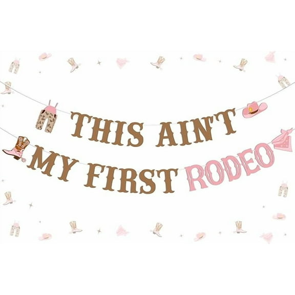 Western 2nd Birthday Party Decorations for Girl - This Ain't My First Rodeo Banner, Pink Western Cowgirl Its My Second Wild West Birthday Party Decorations