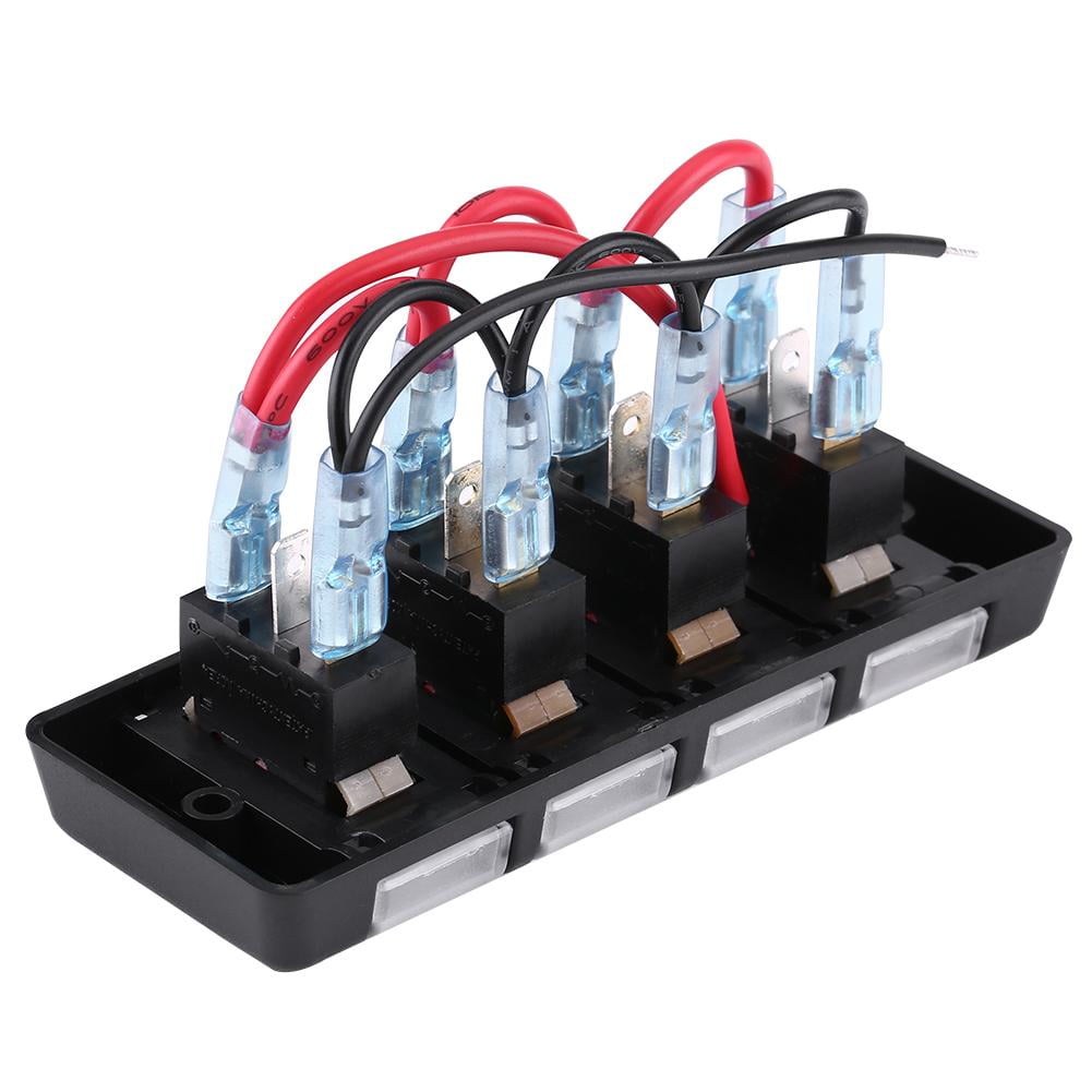 OTVIAP 4 Gang 12V Waterproof Rocker Switch Panel Circuit Breakers for