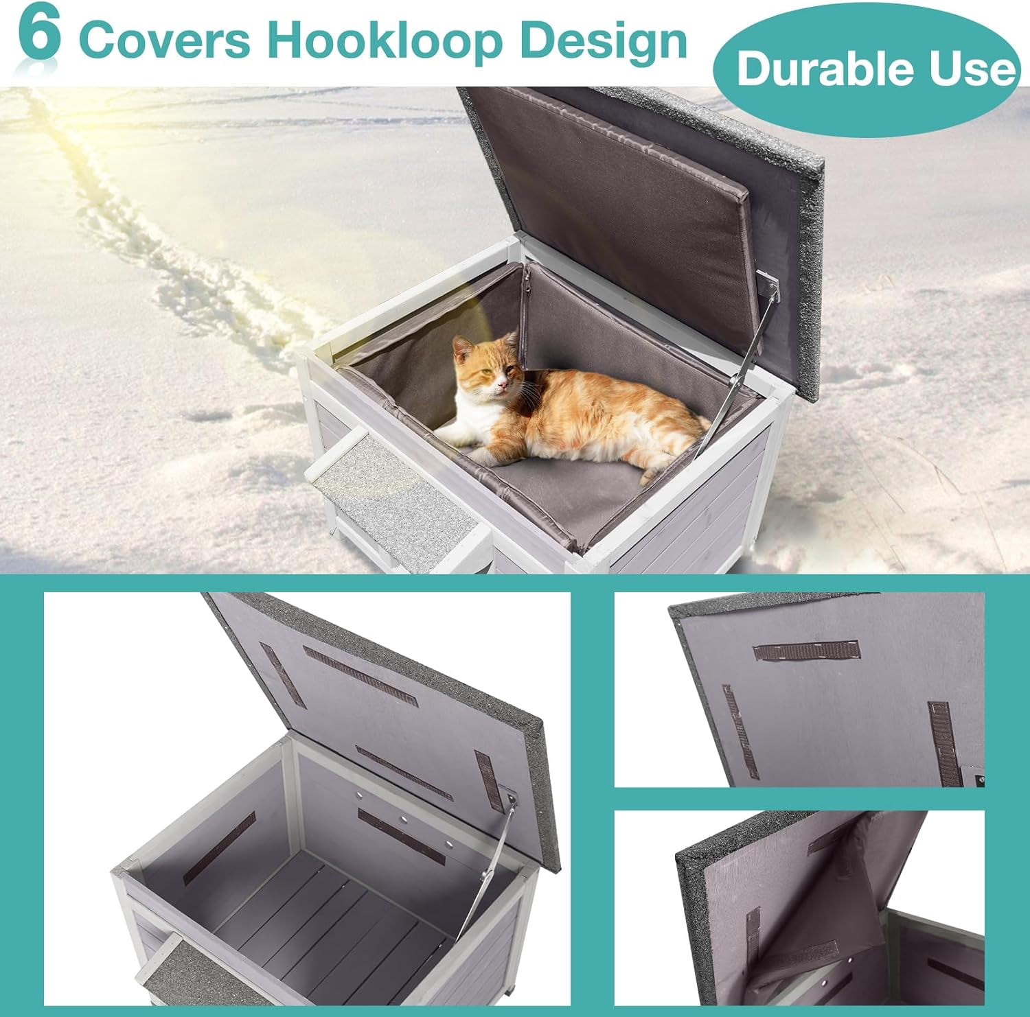 BUTINGLALE Outdoor Cat House Insulated,Feral Cat Shelter for Outside,Wooden Weatherproof Enclosures for Kitten
