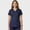 Navy, variant on Women’s Scrub Top, Mock Wrap V-Neck, 3 Pockets, Stretch, M, Charcoal