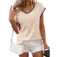 thumbnail image 3 of Women'S Sleeveless Sweater Casual V Neck Cap Sleeve Knit Pullover Tank Tops L, 3 of 7