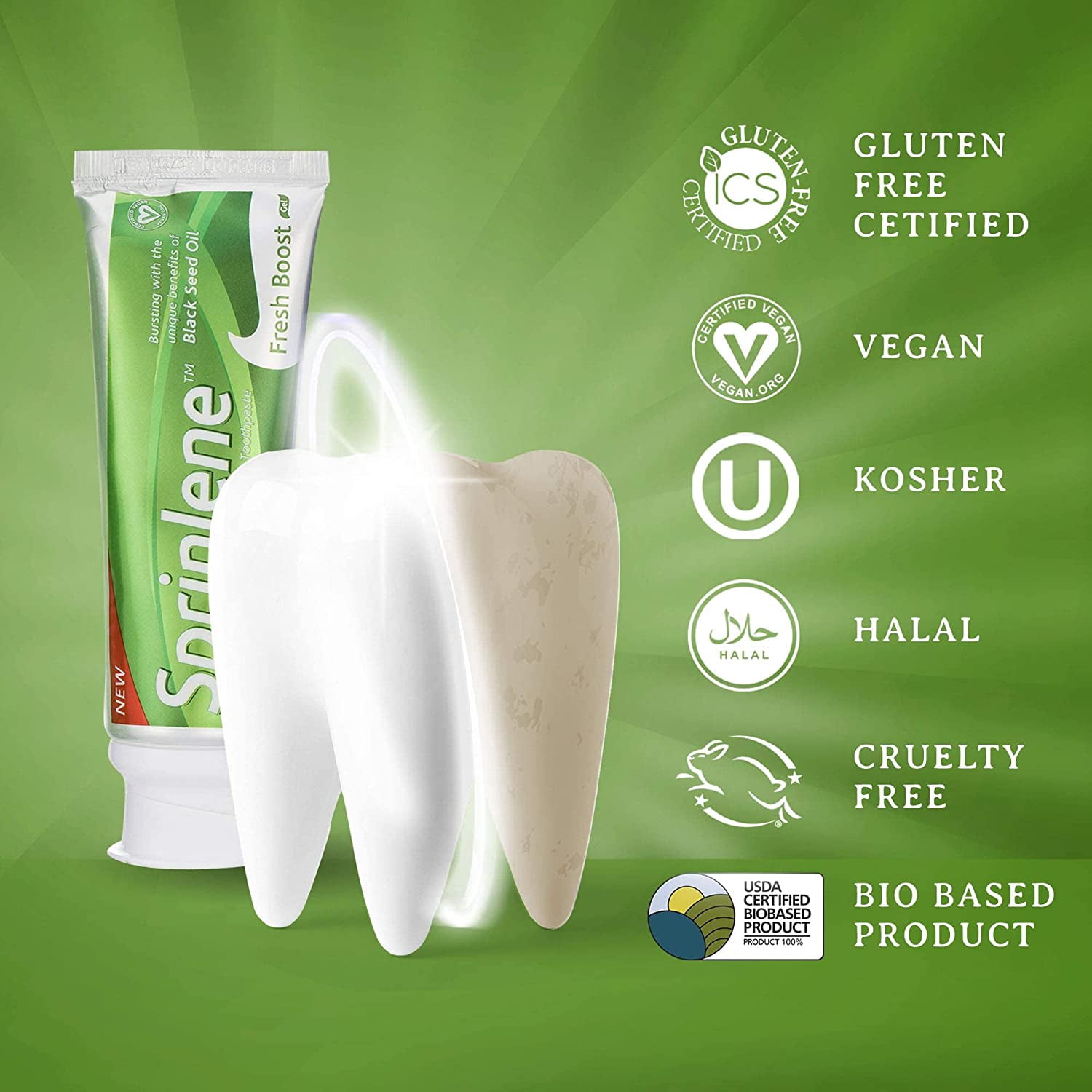 SprinJene Fresh Boost Toothpaste, ADA Accepted, Pack of 4