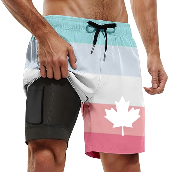 ibiyuan Men Swim Trunks with Mesh Liner Quickdry Mens Bathing Suit Drawstring Beach Board Shorts Pockets Comfortable Funny Print Surf Swimwear,Mint Green-b