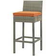 thumbnail image 3 of Contemporary Modern Urban Designer Outdoor Patio Balcony Garden Furniture Bar Side Stool Chair, Set of Two, Fabric Rattan Wicker, Orange, 3 of 4