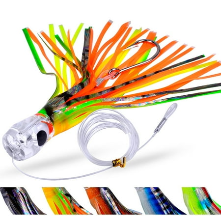 NIBOLOG 23cm/96g Fishing Lure Simulated Bright Color Sharp Hook Vivid Eyes Multi-colors Sea Boat Trolling Soft Octopus Squid Skirt Bait Fishing Supplies