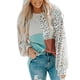thumbnail image 1 of Jersey de manga larga con cuello redondo y costuras para mujer, suéteres de punto cómodos e informales para uso diario, estampado de leopardo L, 1 of 7