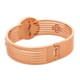 thumbnail image 2 of EDFORCE Stainless Steel Rose Gold-Tone Simulated Mother-of-Pearl Floating CZ Bangle Bracelet, 2 of 3
