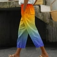 thumbnail image 2 of QATAINLAV Plus Size Capris for Women 2025 Summer Beach Casual Drawstring Capri Pants Trendy Gradient Color Straight Leg Cropped Trousers with Pockets Multicolor 3XL Gifts for Girls, 2 of 6