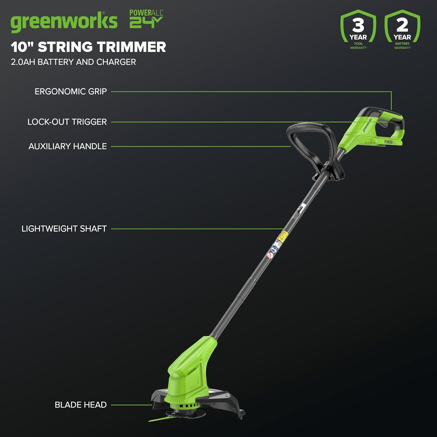 Greenworks 24V 10" BR String Trimmer Kit