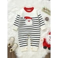 thumbnail image 2 of Cenuakty Baby Christmas Romper Striped Long Sleeve Crew Neck Santa Print Jumpsuit Newborn Playsuit, 2 of 8