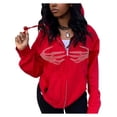 thumbnail image 1 of Veste à Capuche Décontractée pour Femmes à Manches Longues, Fermeture Éclair, Manteau Graphique avec Poches, Chandail d'Automne, 1 of 4
